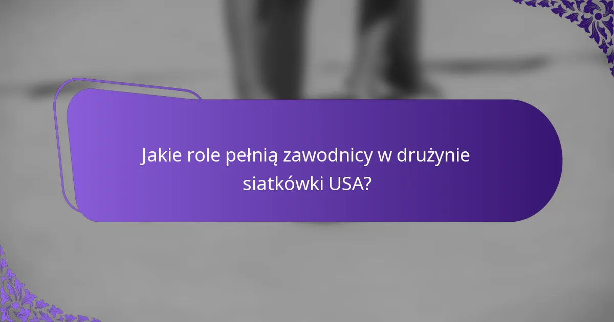 Jakie role pełnią zawodnicy w drużynie siatkówki USA?